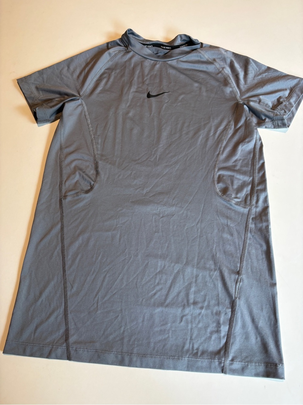 Nike Gray Short Sleeve Dri-FIT Athletic Tee with Black Swoosh